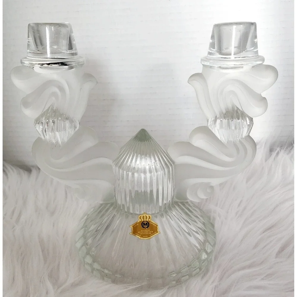 Lead Crystal Candelabra Candlestick Holder Handcut With Over‎ 24% Lead Oxide